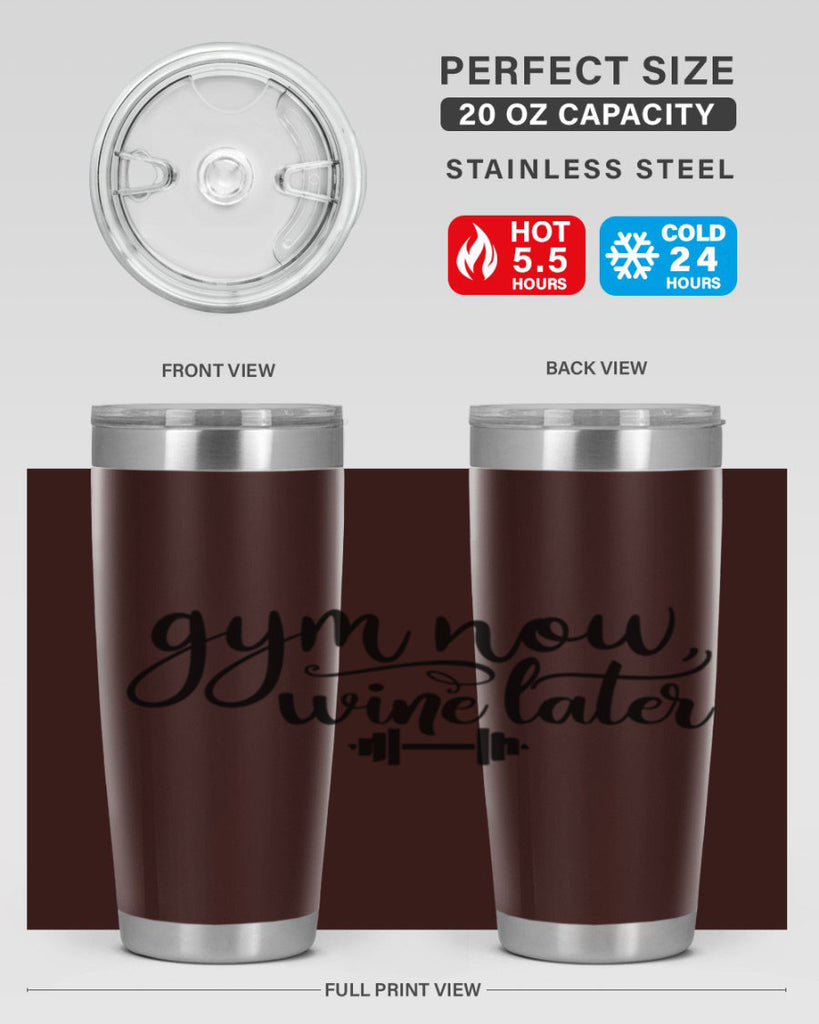 gym now wine later 42#- gym- Tumbler