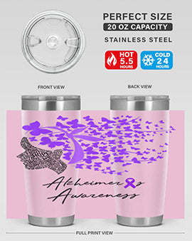 Alzheimers Awareness Shirt Alzheimers Purple Butterflies 24#- alzheimers- Tumbler