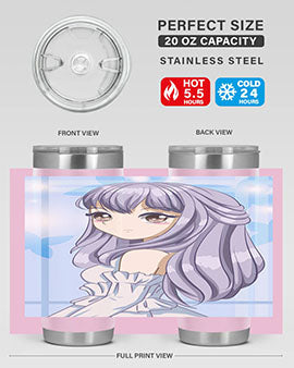 Beautiful and pretty princess silver hair 77#- anime- Tumbler