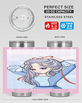 Beautiful princess silver hair with blue dress 120#- anime- Tumbler