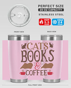 Cats Books Coffee Style 9#- cat- Tumbler