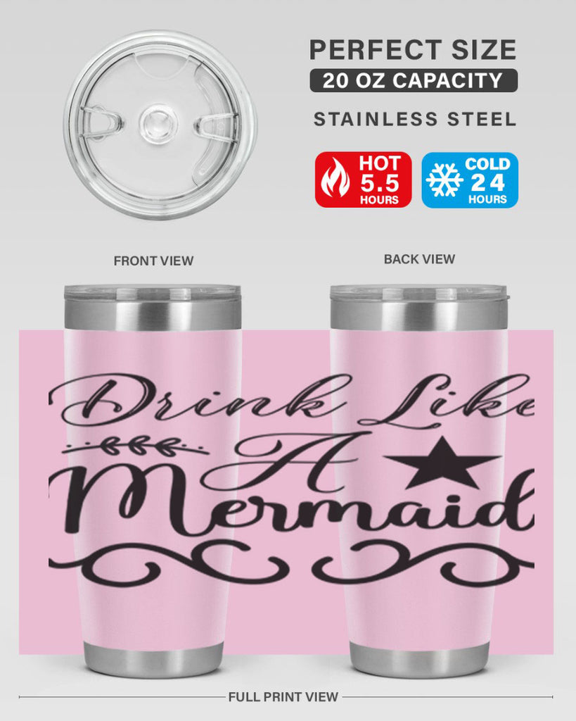 Drink like a mermaid 144#- mermaid- Tumbler