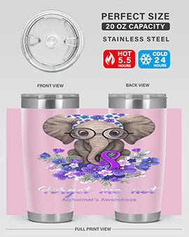 Forget me not Alzheimers Awareness Elephant Flower 150#- alzheimers- Tumbler