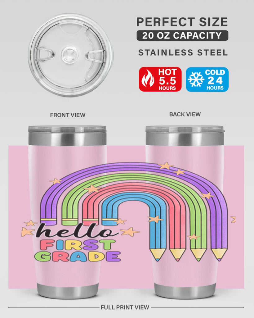 Hello 1st Grade Pencil Rainbow 14#- 1st grade- Tumbler