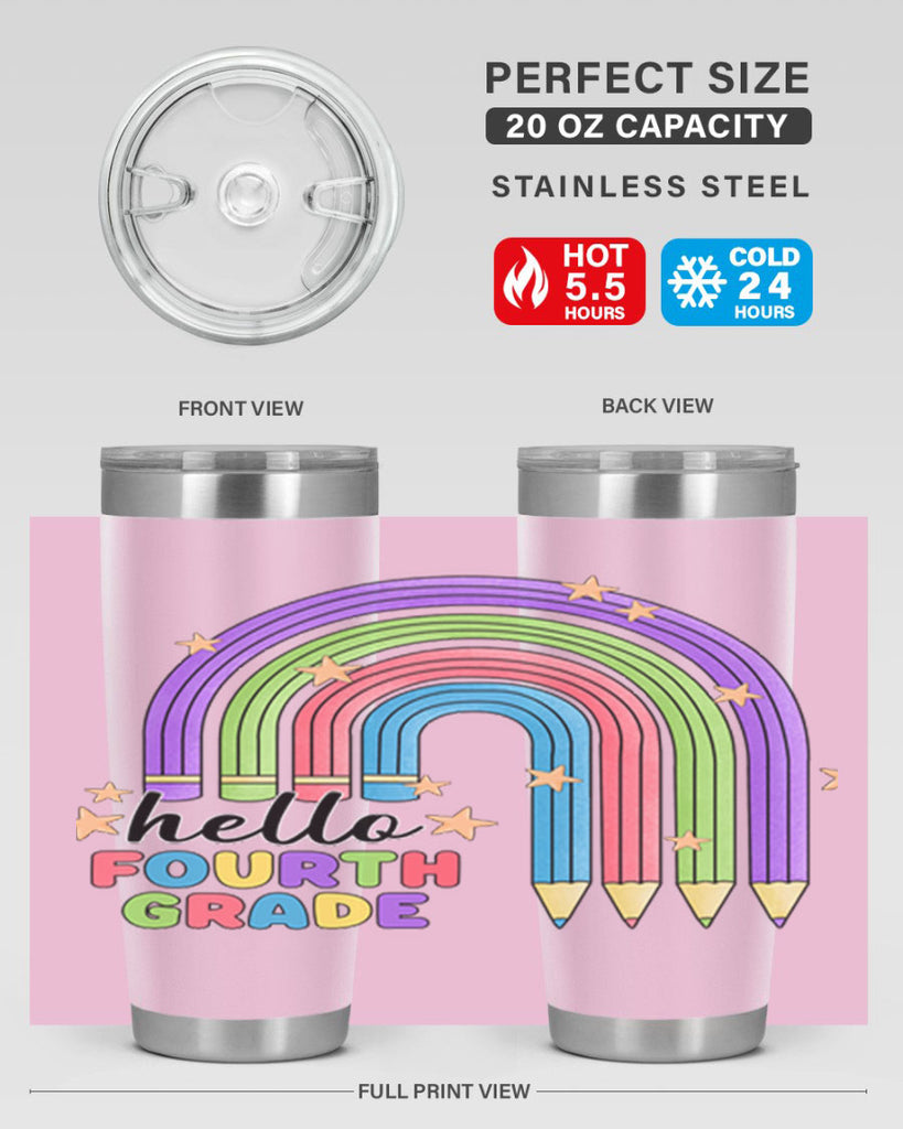 Hello 4th Grade Pencil Rainbow 12#- 4th  grade- Tumbler