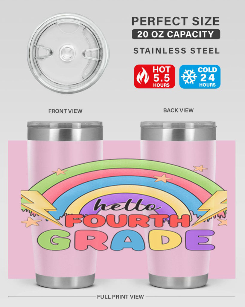 Hello 4th Grade Rainbow 13#- 4th  grade- Tumbler