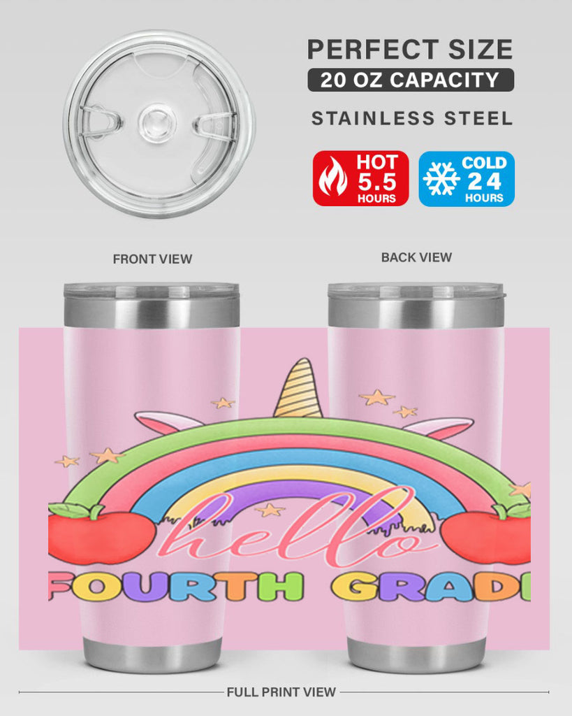 Hello 4th Grade Unicorn Rainbow 14#- 4th  grade- Tumbler