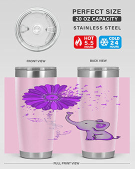 Hope Fight Cure Elephant Alzheimers Purple Ribbon 160#- alzheimers- Tumbler