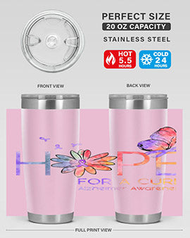 Hope For A Cure Alzheimer Awareness Flower 162#- alzheimers- Tumbler