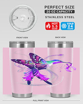 Hummingbird Holding Purple Ribbon Alzheimers Awareness 166#- alzheimers- Tumbler