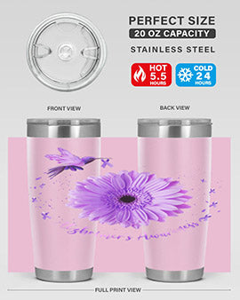 Hummingbird Sunflower Purple Ribbon Alzheimers Awareness 167#- alzheimers- Tumbler