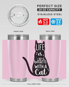 Life Is Better With A Cat Style 98#- cat- Tumbler