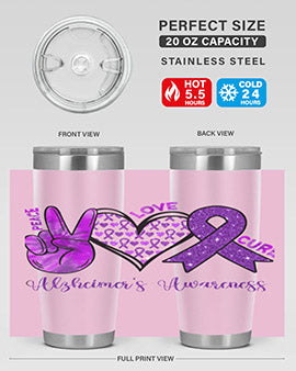 Peace Love Cure Alzheimer Awareness 205#- alzheimers- Tumbler