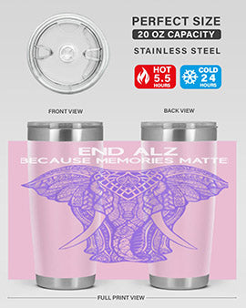 Purple Elephant Alzheimer Awareness 211#- alzheimers- Tumbler