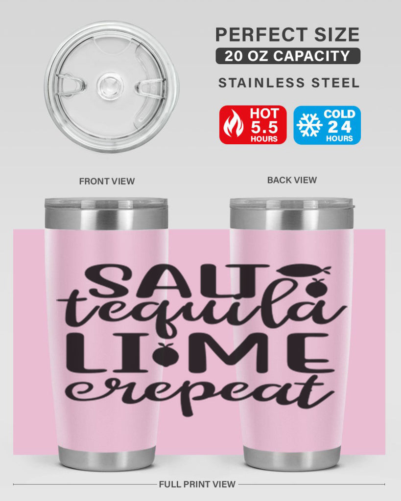 Salt tequila lime repeat 558#- mermaid- Tumbler