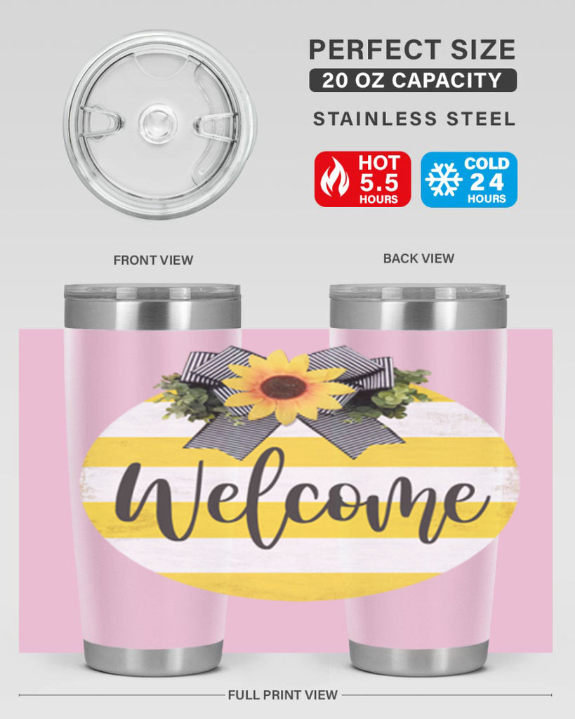 Welcome and Yellow strips Mockup564#- spring- Tumbler