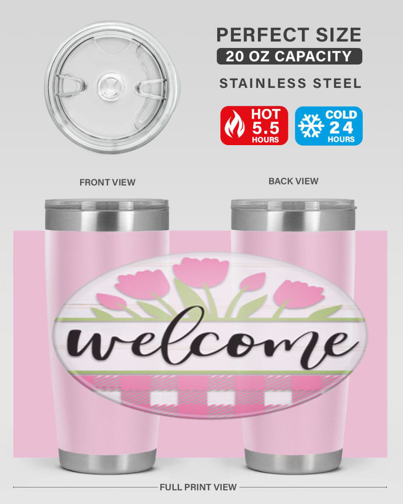 Welcome pink plaid Mockup574#- spring- Tumbler