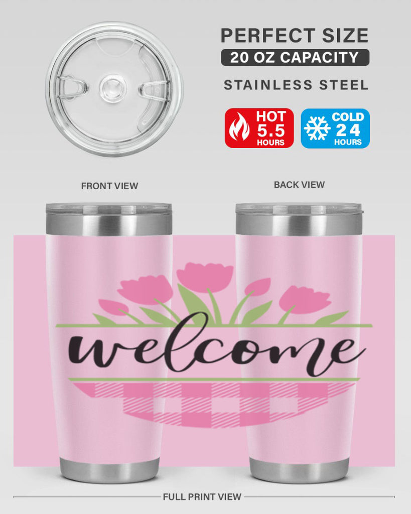 Welcome pink plaid575#- spring- Tumbler