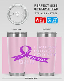 Womens I Wear Purple for My Dad Alzheimers Disease Awareness VNeck 221#- alzheimers- Tumbler