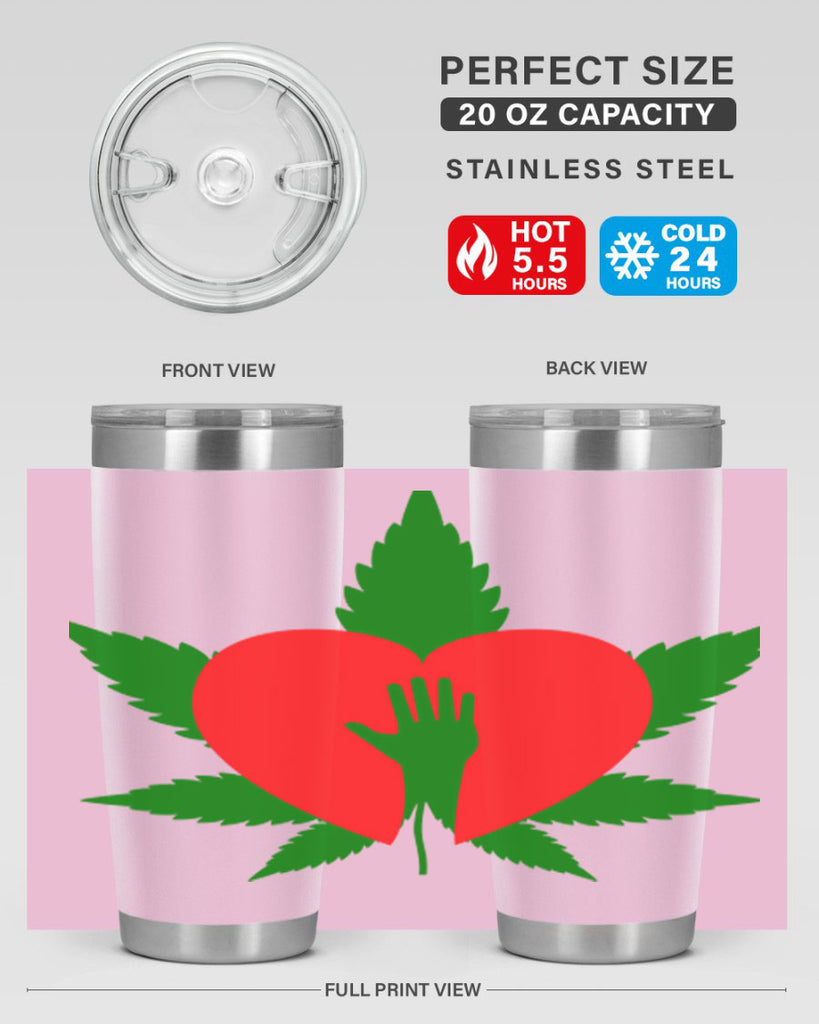 cannabis heart with hand 45#- marijuana- Tumbler