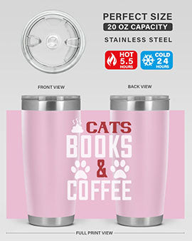 cats books and coffee Style 38#- cat- Tumbler