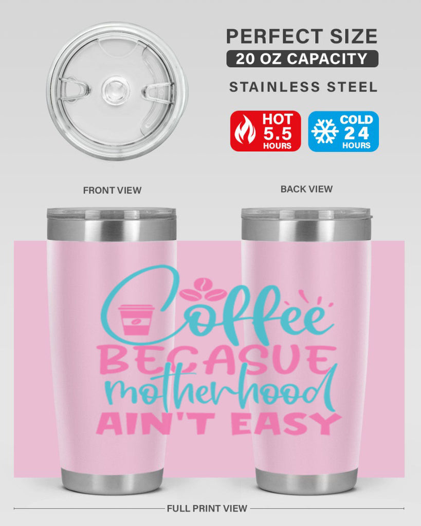 coffee becasue motherhood aint easy 351#- mom- Tumbler