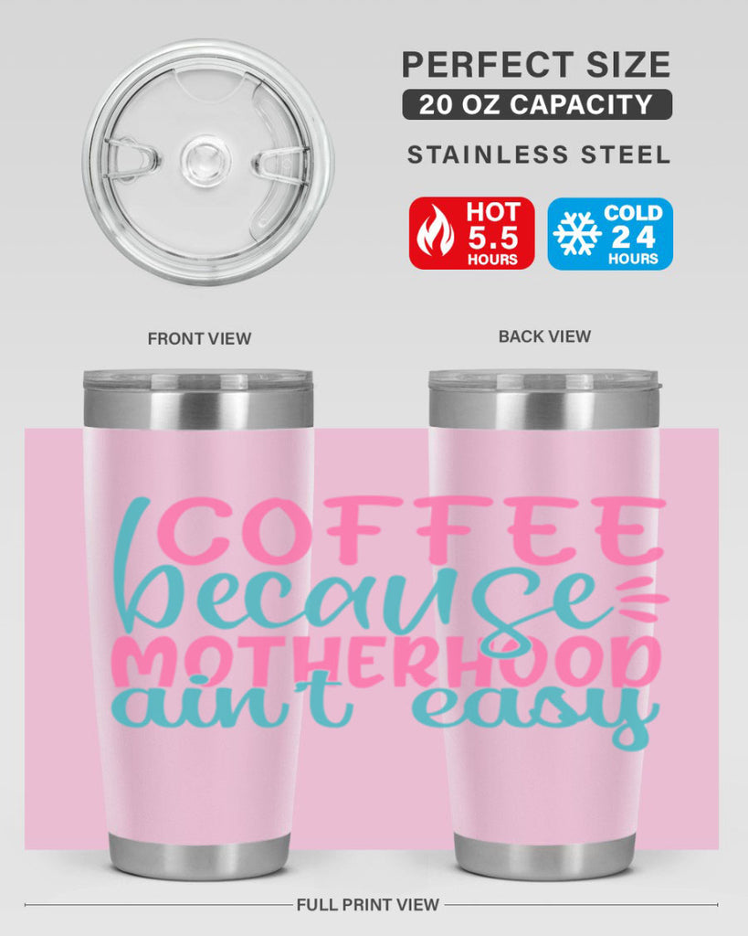 coffee becasue motherhood aint easy 352#- mom- Tumbler