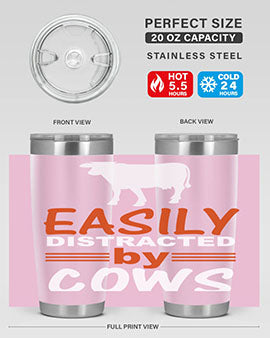 easily distracted by cows Style 4#- cow- Tumbler