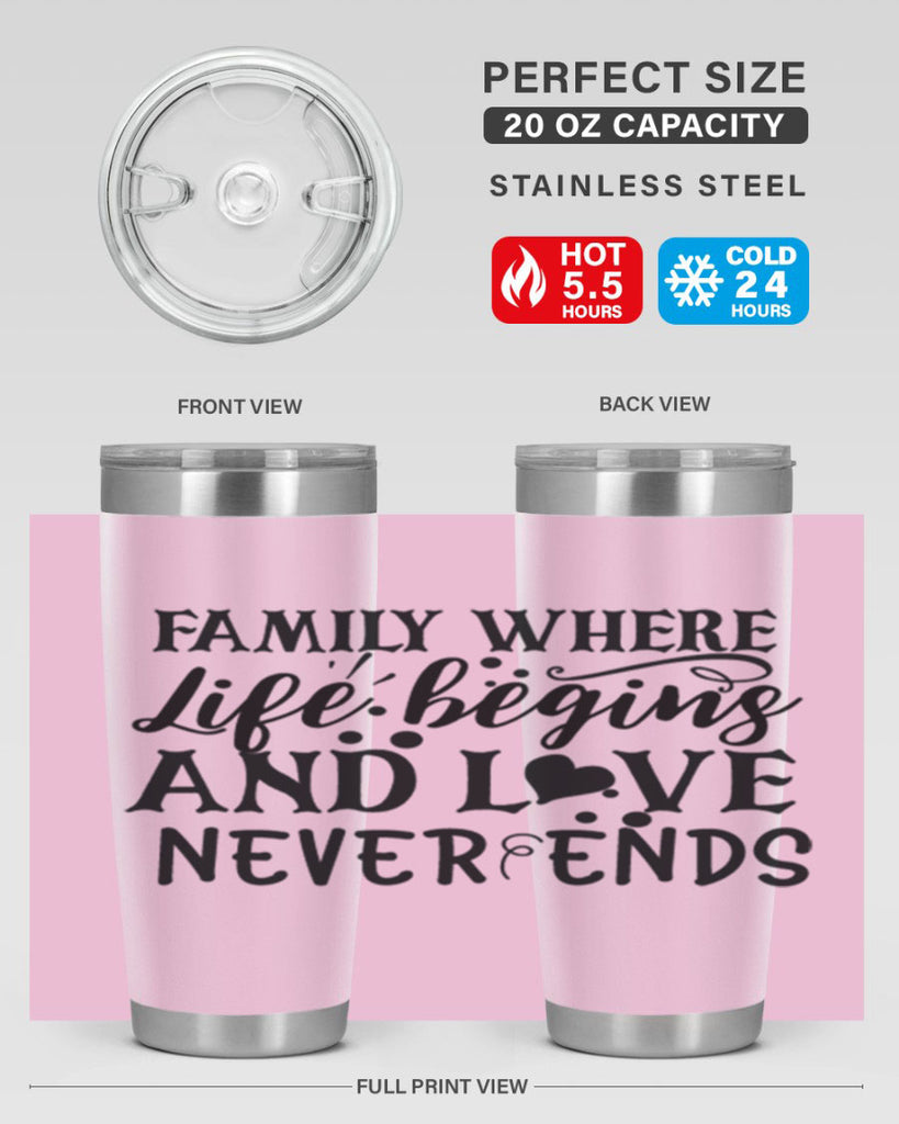 family where life begins and love never ends 33#- family- Tumbler