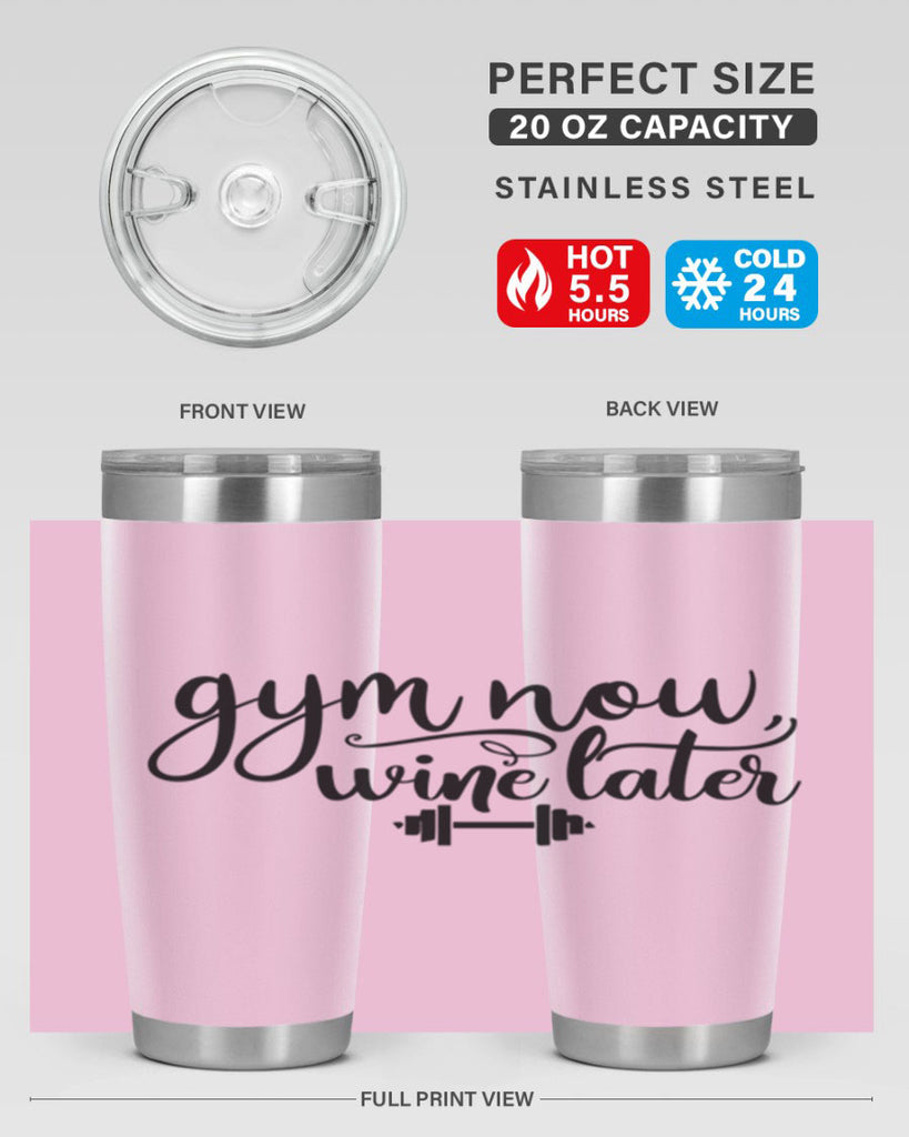 gym now wine later 42#- gym- Tumbler