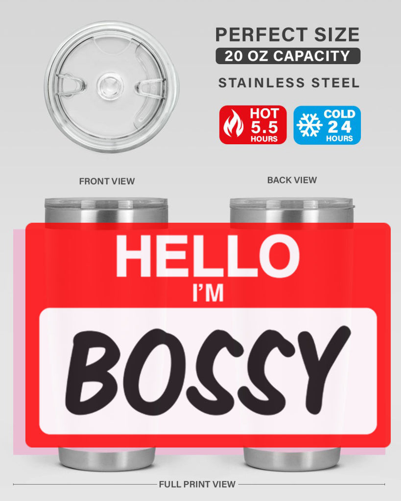 hello im bossy 132#- black words phrases- Cotton Tank