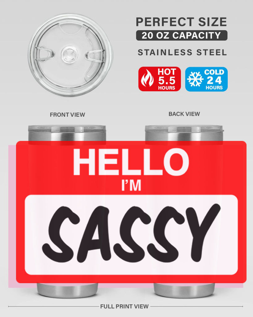 hello im sassy 129#- black words phrases- Cotton Tank