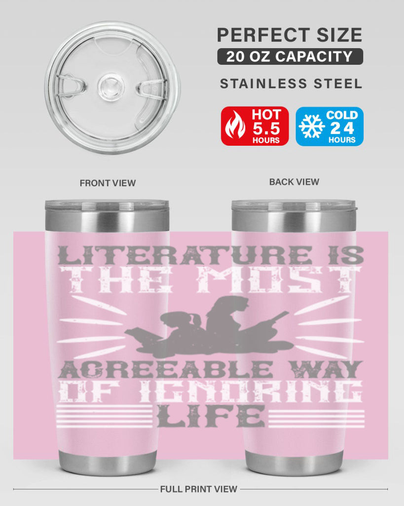 literature is the most agreeable way of ignoring life 61#- reading- Tumbler