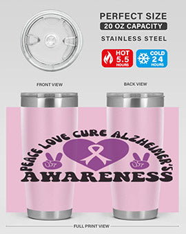 peace love cure alzheimer s awareness 206#- alzheimers- Tumbler
