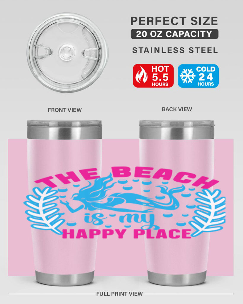 the beach is my happy place 626#- mermaid- Tumbler