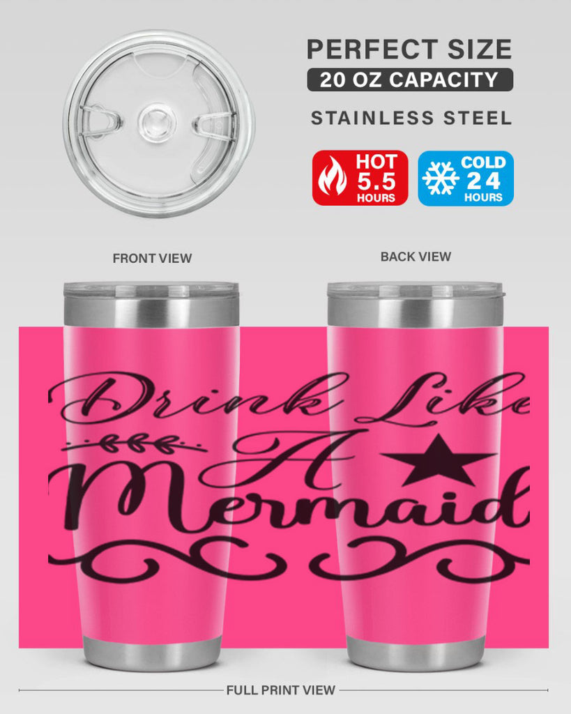 Drink like a mermaid 144#- mermaid- Tumbler