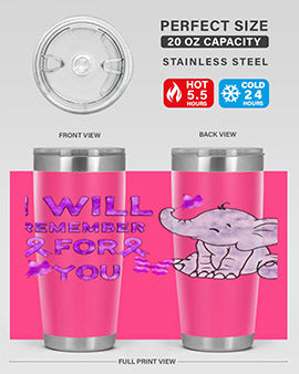 Elephant I Will Remember For You 132#- alzheimers- Tumbler