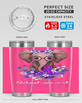 Forget me not Alzheimers Awareness Elephant Flower 150#- alzheimers- Tumbler