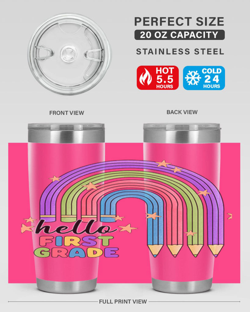 Hello 1st Grade Pencil Rainbow 14#- 1st grade- Tumbler