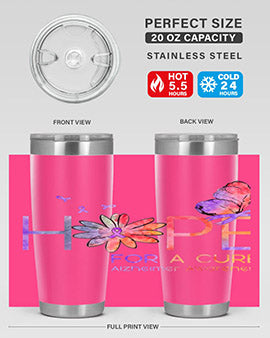 Hope For A Cure Alzheimer Awareness Flower 162#- alzheimers- Tumbler