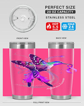 Hummingbird Holding Purple Ribbon Alzheimers Awareness 166#- alzheimers- Tumbler