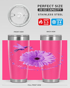Hummingbird Sunflower Purple Ribbon Alzheimers Awareness 167#- alzheimers- Tumbler