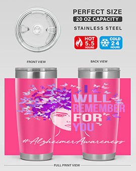 I Will Remember For You Alzheimer Awareness Womens Butterfly 180#- alzheimers- Tumbler