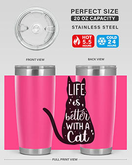 Life Is Better With A Cat Style 98#- cat- Tumbler