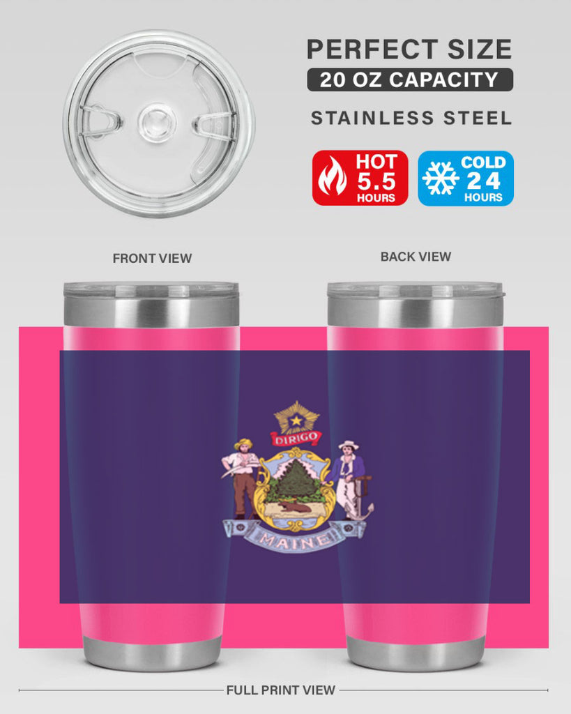 Maine 33#- Us Flags- Tumbler