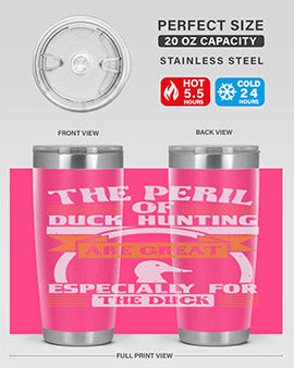 The perils of duck hunting are great especially for he duck Style 15#- duck- Tumbler