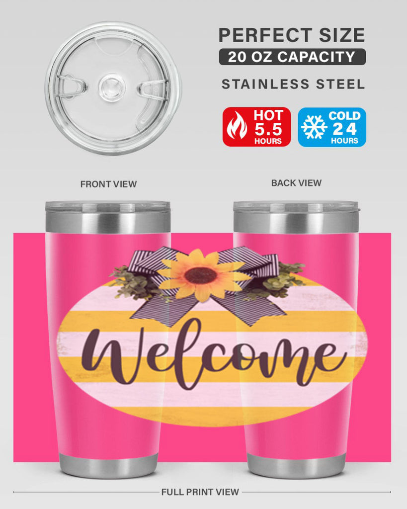 Welcome and Yellow strips Mockup564#- spring- Tumbler