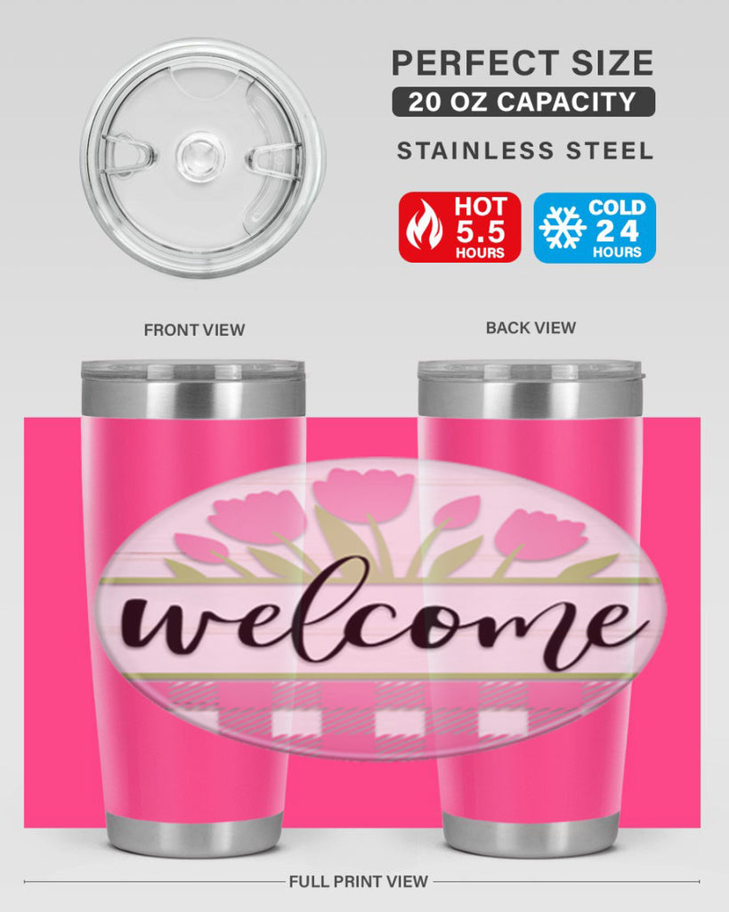 Welcome pink plaid Mockup574#- spring- Tumbler