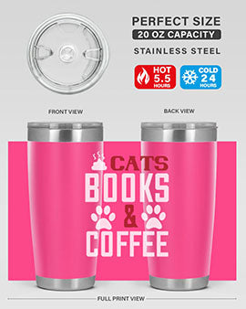 cats books and coffee Style 38#- cat- Tumbler