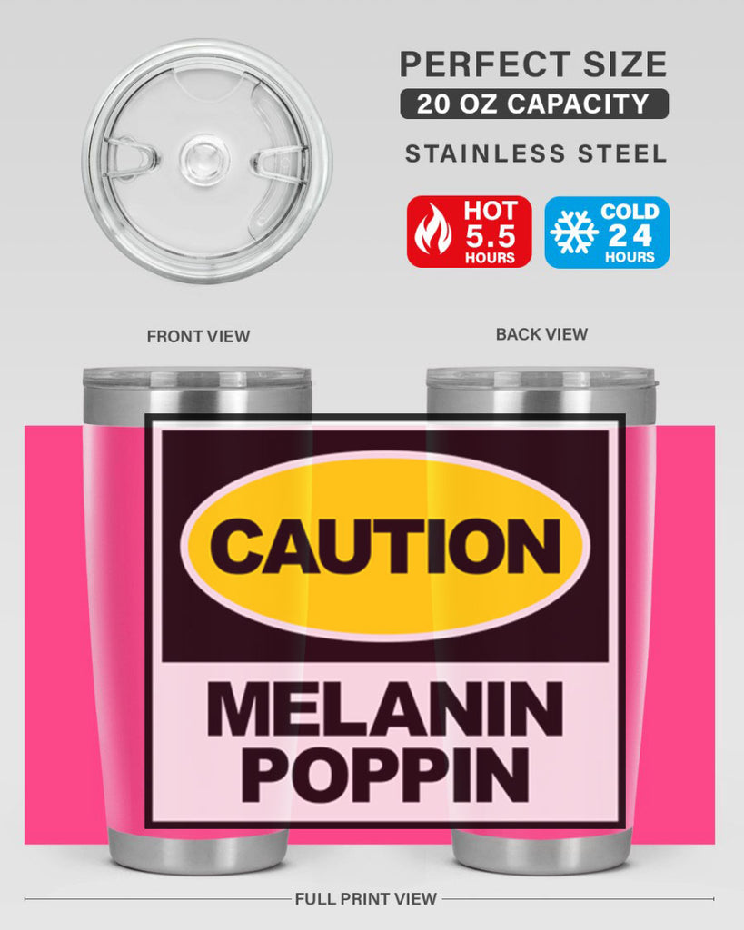 caution melanin poppin 188#- black words phrases- Cotton Tank